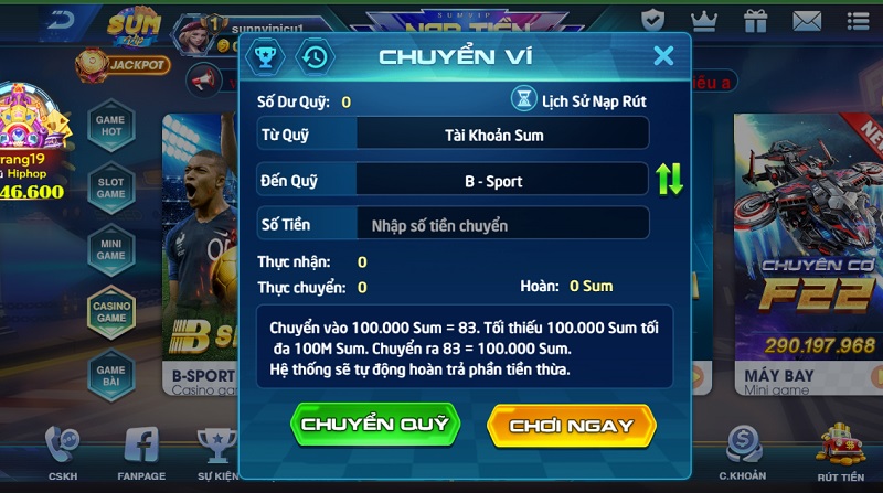 Cách chơi B Sports tại cổng game Sumvip